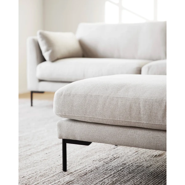 129150 129152 b mb Corwin 3 seater light beige black metal Corwin footstool 02 kuva