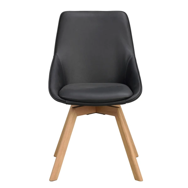 118130 b sb a Alison swivelchair black leather oak kuva