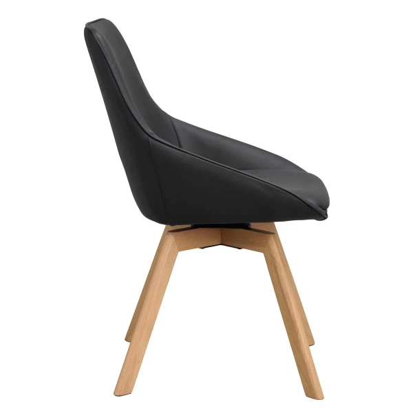 118130 b sb c Alison swivelchair black leather oak kuva