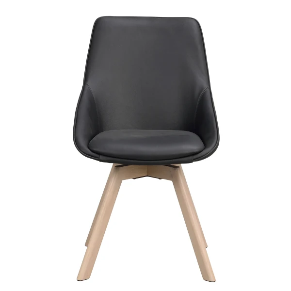 118131 b sb a Alison swivelchair black leather whitepigm oak kuva