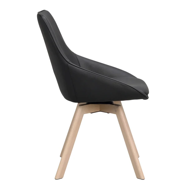 118131 b sb c Alison swivelchair black leather whitepigm oak kuva
