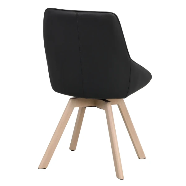118131 b sb d Alison swivelchair black leather whitepigm oak kuva