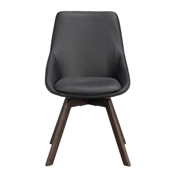 118132 b sb a Alison swivelchair black leather brown oak kuva