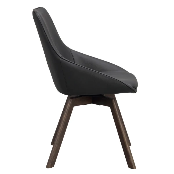 118132 b sb c Alison swivelchair black leather brown oak kuva