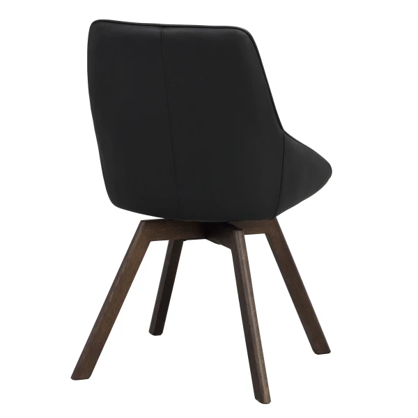 118132 b sb d Alison swivelchair black leather brown oak kuva