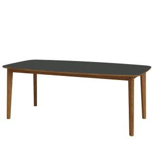 Skovby 119 matbord 192-282x102 cm, oljad valnöt/svart laminat image