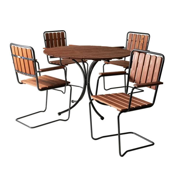 Varax Suvisaari ruskea brun pyorea poyta runt bord 4405 8000 tuoli stol kuva