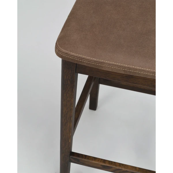 149020 b db DET1 Livermore barstool brown oak darkbrown leather look fabric image