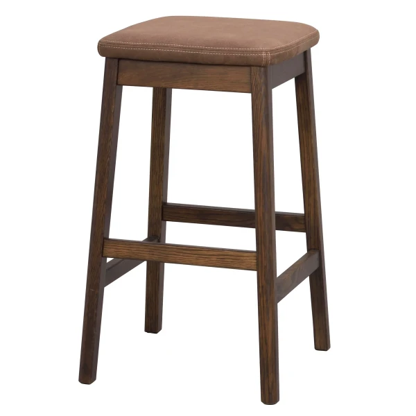 149020 b sb C Livermore barstool brown oak darkbrown leather look fabric image