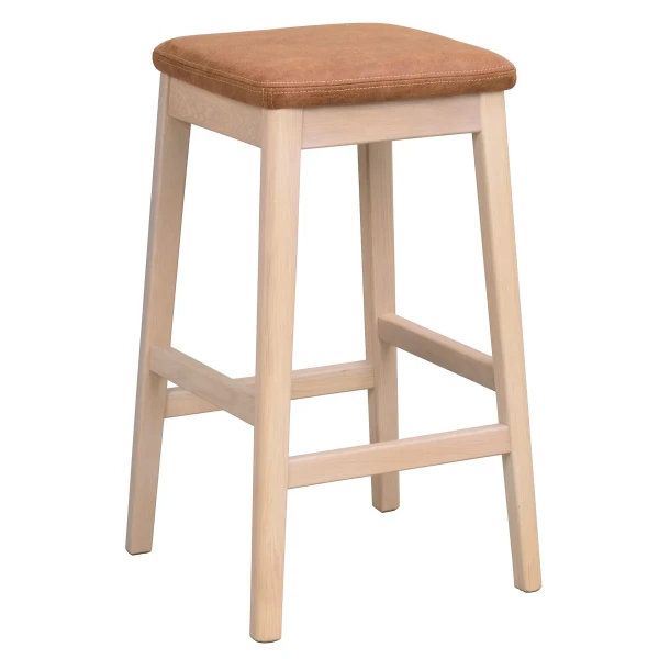 149016 b sb B Livermore barstool whitepigm oak lightbrown leather look fabric kuva