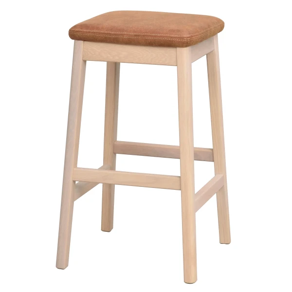 149016 b sb C Livermore barstool whitepigm oak lightbrown leather look fabric kuva