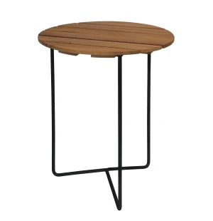 Grythyttan Stålmöbler PÖYTÄ 6B Ø60 cm, käsittelemätön tiikki/musta kuva