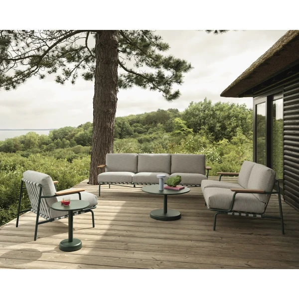 Settle sofa 2 3 seater lounge chair ribbed weave 2 dark green linear steel coffee table dark green ease portable muuto org 150 image