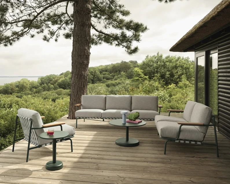 Settle sofa 2 3 seater lounge chair ribbed weave 2 dark green linear steel coffee table dark green ease portable muuto org 150