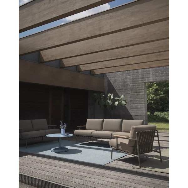 Muuto Settle sofa 3 2 lounge chair ribbed weave 5 taupe ply rug image