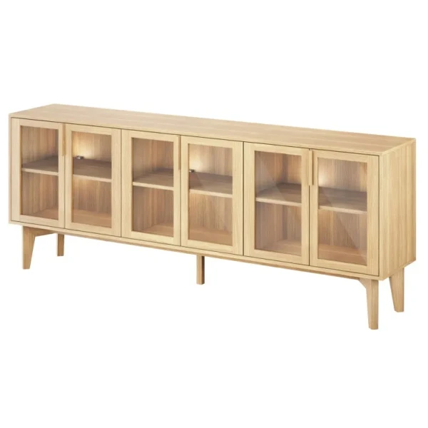 Caso 551 sideboard glass doors natural oil angled kuva