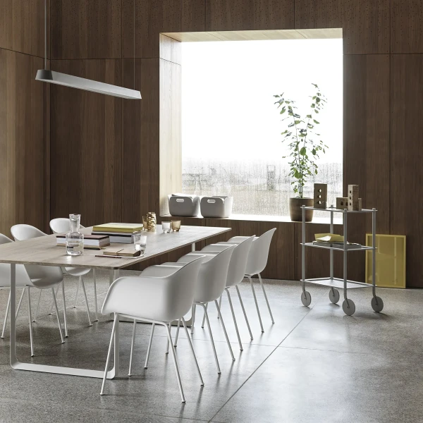 Fiber armchair white tube 70 70 solid oak white 295x108 linear pendant grey 169 flow trolley raise muuto org 150 kuva