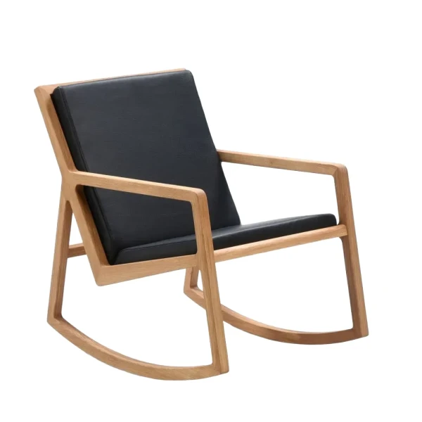 LUX keinutuoli tamminahka musta kuva