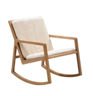 LUX keinutuoli, tammi/aito valkoinen lampaantalja kuva