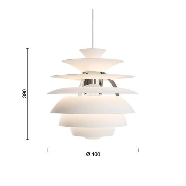 PH Snowball Soft White Chrome EU Pendant Measurement kuva