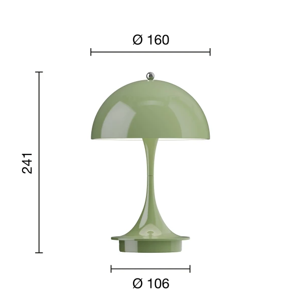 Panthella V3 EU 160 Portable Moss Green Measurement kuva