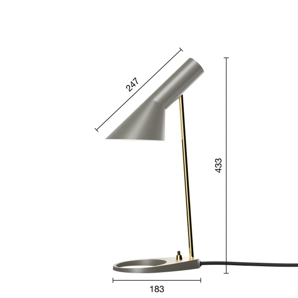 AJ Mini Table Grey Brass EU Measurement kuva