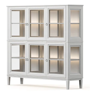 Englesson STOCKHOLM 2.0 vitrinskåp med belysning, 2 sektioner, whitewash image