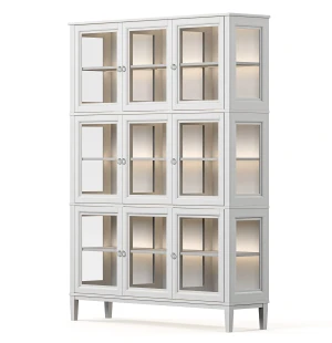 Englesson STOCKHOLM 2.0 vitrinskåp med belysning, 3 sektioner, whitewash image