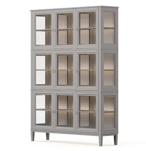 Englesson STOCKHOLM 2.0 vitrinskåp med belysning, 3 sektioner, grå image