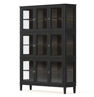 Englesson STOCKHOLM 2.0 vitrinskåp med belysning, 3 sektioner, svart image