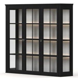 Englesson STOCKHOLM 2.0 ylävitriini valaistuksella, 3 ovea, musta kuva