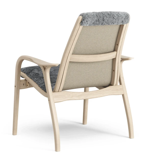 Laminett easy chair White Oak Sheepskin Scandinavian grey Back image