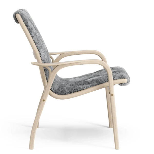 Laminett easy chair White Oak Sheepskin Scandinavian grey Side image