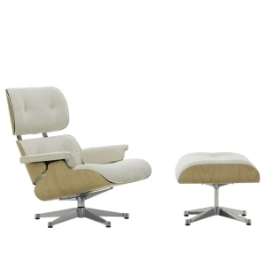 Vitra EAMES LOUNGE CHAIR fåtölj med fotpall, Chestnut - Nubia 02 cream/pearl image