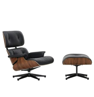 Vitra EAMES LOUNGE CHAIR fåtölj med fotpall, Santos Palisander - Leather Nero 66 image