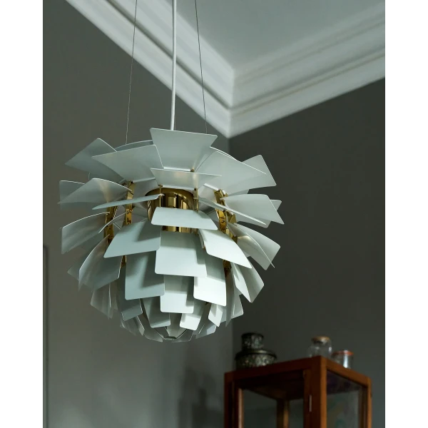 PH Artichoke Pendant Fredericia Dusty Green Brass Living Room 0338 kuva