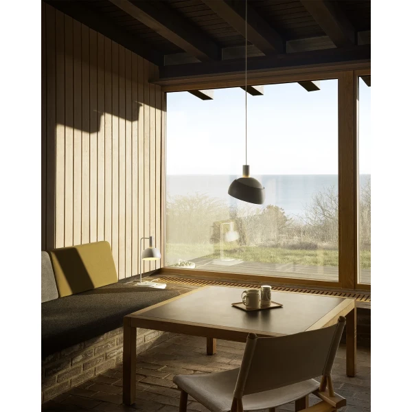 FJ Elements Fredericia Living Room White Table Grey Pendant Angle ON 1496 kuva