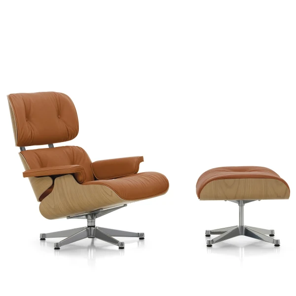 9709896 Eames Lounge Chair Veneer 26 chestnut natural Leather Premium F 97 cognac Metal 03 polished aluminium image