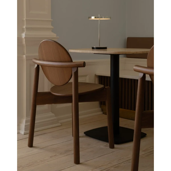 UMAGE lifestyle Heiko dining chair walnut Gather cafe table travertine 4 image