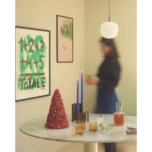 Muuto Holidays 2025 editorial midst table grey marble pair brown raise burnt orange clear rime hi res image