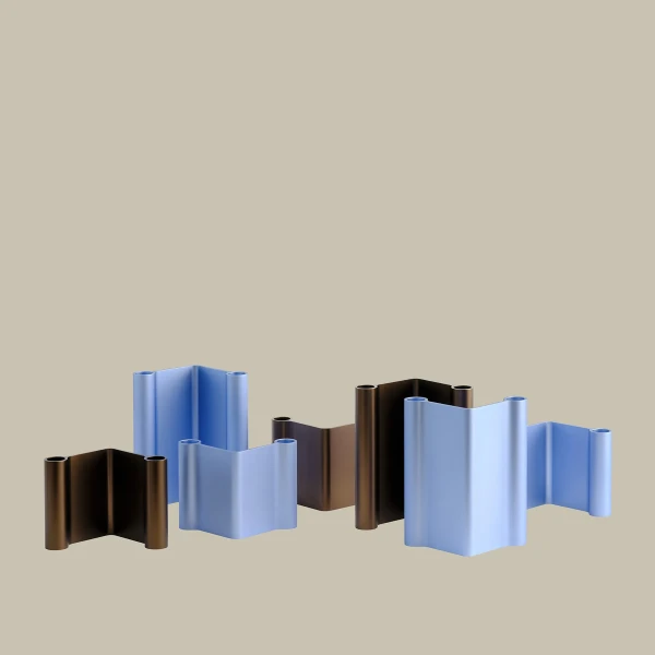 Pair candleholder brown light blue group muuto image