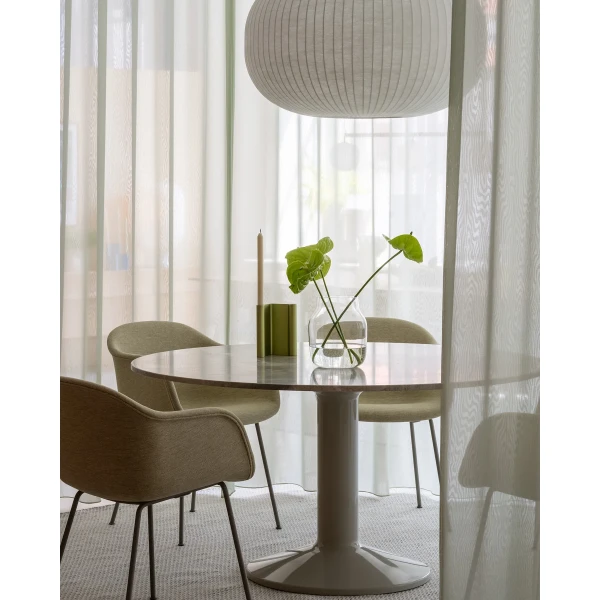 3daysofdesign 2025 muuto spaces overview midst stone table strand pendant lamp silent vase fiber lounge chairs pair candleholder kuva