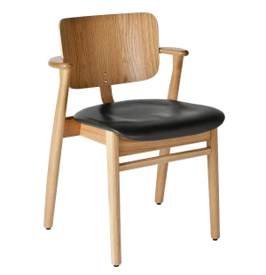 Artek DOMUS tuoli, verhoiltu istuin, tammi/musta nahka kuva
