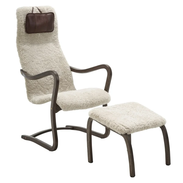 Broderna Anderssons LUNA nojatuoli rahi savutammi lampaanvilla moonlight image