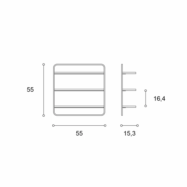 Mittapiirros Sopiva seinahylly kuva
