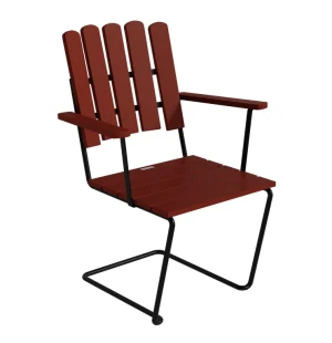 Grythyttan Stålmöbler NOJATUOLI A2, tummanpunainen/musta kuva