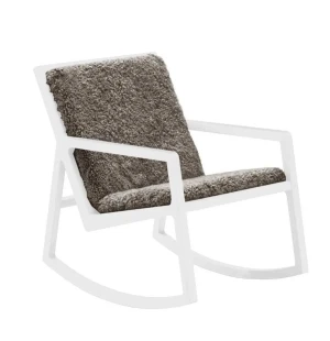 LUX keinutuoli, valkoinen/aito tumma lampaantalja kuva