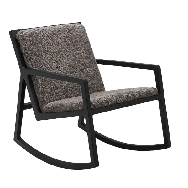 LUX keinutuoli musta aito tumma lampaantalja kuva