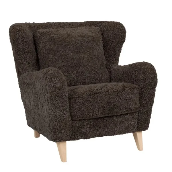 Top Line LUZY nojatuoli lampaanvilla dark brown kuva