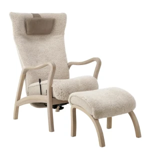 Bröderna Anderssons ARCUS nojatuoli + rahi valkopigmentoitu tammi/lampaanvilla moonlight kuva